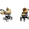 BabyLux Passeggino Largo 2in1 Deep e Passeggino con Accessori Regolabile e Pieghevole Struttura in Alluminio Leggero 2 Opzioni di Montaggio Ruote Impenetrabili Gold Rainbow White Frame
