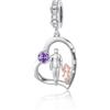 enjoylifecreative Charm da donna in argento Sterling 925, con ciondolo a forma di cuore, per compleanno, San Valentino, per figlia, 13 mm x 11 mm (Charm), 8 mm (Ring), Argento sterling, Non pietra