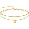 U7 Bracciale Cavigliera Donna con Ciondolo Iniziale E Personalizzato in Acciaio Inossidabile, Cavigliera Doppio Strato con Lettera A colore Oro, Gioielli per Estiva e Vacanze