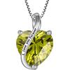 YL Collana Cuore Mamma in argento 925 conI love you forever ciondolo per donna con pietra portafortuna di agosto peridoto verde cubico