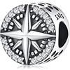Eusense Charm Bussola in Argento Sterling 925 Compatibile con Braccialetti Pandora Fit Europeo Regalo per Viaggiatori Uomo e Donna
