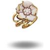 gioiellitaly Anello regolabile in argento 925 dorato cammeo fiore inciso a mano
