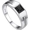 Suplight Anello Uomo Argento 925 Zirconia Nera Anello Donna Argento Anello Argento con Zirconia Nera Anello da Uomo Fede Nuziale Confezione Regalo