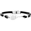 amorili - Bracciale con Racchetta Padel in Acciaio - Regali Uomo Ciondolo Portafortuna Braccialetto con Cordino in Pelle - Colore Nero
