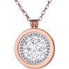 Morella Collana Donna 70 cm Acciaio Inossidabile Oro Rosa con Coins Moneta amuleto Ciondolo Rotondo 33 mm in Sacchetto di Velluto