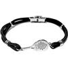 amorili - Bracciale con Racchetta Padel in Acciaio - Regali Uomo Ciondolo Portafortuna Braccialetto con Cordino - Colore Nero