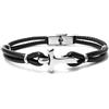 amorili Bracciale Uomo Tau Francescano in Acciaio e Pelle - Gioiello Religioso con Croce Tau, Accessorio Spirituale Regolabile - Idea Regalo Cristiana