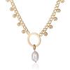 Sakrami Collana in Argento 925 Placcato in oro 18 kt Grumetta con Cerchio, Perla e Palline Diamantate - Gioiello Elegante Donna, Ragazza + Confezione Regalo Personalizzata