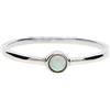 PUYYDS Fine Pure 925 gioielli in argento sterling Mini gemma rotonda opale Delicato anello in argento con pietra singola semplice e minimale