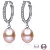Kim Johanson - Orecchini di perle * Nora* in argento Sterling 925 con vere perle d'acqua dolce in bianco, rosa o viola & zirconi incastonati orecchini pendenti con sacchetto per gioielli
