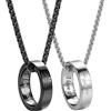 lorajewel Collana di Coppia Personalizzata in Acciaio Inossidabile Ciondolo ad Anello Inciso con Nomi Testo Regalo per Lui e Lei (Style 1)