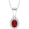 amorili Collana Donna Argento 925 con Ciondolo Rosso Rubino e Zirconi Bianchi - Gioiello Elegante Regalo per Lei cln0397
