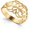 ZELYA Anello da donna in argento placcato oro 925/858 14 K, set regalo da donna, scatola personalizzata, tutte le misure, fiore traforato, Argento, Nessuna pietra preziosa