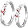 BCughia Coppia Anello Filo Rosso, Anelli in Argento Sterling con Linea Rossa Anello Fidanzamento Uomo Personalizzata Anello Fascia Fidanzamento Regolabili per Uomo Donna
