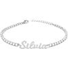 Sakrami Bracciale con Nome Tennis Personalizzato Corsivo Argento 925 Rodiato o Placcato Oro con Zirconi Bianchi Rosa Multicolor, Regalo Donna Ragazza Laurea Compleanno Comunione (Rodiato Bianco)