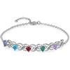 Presentimental Bracciale Infinity Personalizzato da Donna con Nome Pietra di nascita Bracciale Regalo per Donna Mamma Figlia Moglie Amica (Argento, 7 nome)