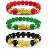 72ore 3 braccialetti Feng Shui in ossidiana, braccialetti in ossidiana, braccialetti con perline di Buddha, braccialetti con drago, regali di Natale per donne e uomini, Adjustable, Metallo, Nessuna