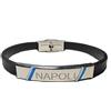 gioiellitaly Bracciale caucciù nero targa scritta napoli regolabile smalto bianco azzurro idea regalo uomo ragazzo tifoso del napoli