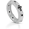 Donipreziosi Anello Rosario in Argento 925% Pavè Uomo/Donna Unisex con Croce Zirconi Diverisi Colori Taglio Diamante (Nero, 20)