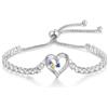 lorajewel Bracciale Personalizzato di Cuore da Donna Bracciale Infinity con Nome Pietra natale Gioielli Regalo per Donna (3 stone)