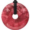 Lebensquelle Plus Donut in pietra naturale Ø 40 mm con cordoncino in cotone e scheda informativa | Pendente con cordoncino incluso (Thulit, rosso)