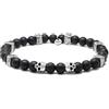 Nato Cuff - Bracciale Teschio Skull in Argento - Perline Onice Pietre semipreziose - Perle di ceramica greca artigianale -Gioielli Uomo o Donna fatti a mano in Francia (Medium 17cm)