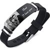 kaululu Uomo Nome Bracciale con Nome Foto Inciso in Nero Silicone Personalizzato Braccialetto Regalo per Lui Padre e Figlio/Fratello/Marito