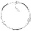 Amen Gioielli, Bracciale con Medaglia Miracolosa, Bracciale Argento 925 Donna Uomo, Rodiato con Zirconi Neri, Regalo Donna, Regalo Uomo, Made In Italy