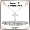 Bramart Collana Uomo Croce Argento Oro Idea Regalo 18 Anni Finitura in Oro, Idee Regali per lui Festa Evento speciale - Cofanetto con DEDICA incluso (18 Anni)