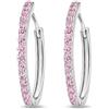 LES FOLIES DI PAOLA GRIECO Coppia di Orecchini a Cerchio Rosa cerchietti strass in argento 925 rodiato - Hoops Collection (16mm)