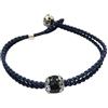 Filu & Trama Bracciale argento PORTAFORTUNA UNISEX su coccu kokos sabegia cordino Bottone sardo 21 CM REGOLABILE (Blu)