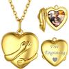 ChicSilver Collana Personalizzata Argento 925 con Foto Incisione, Ciondolo Portafoto Personalizzato Oro Lunga 40+5cm, Collana Cuore Ciondolo Personalizzato, Idee Regalo per Natale Anniversario