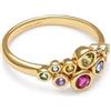 SINGULARU - Anello Rainbow Bubbles. Ottone con Placcatura in oro 18 kt e Zirconia. Gioielli da donna. Taglia 52.