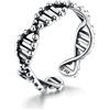 DAOMEI Anelli di Barretta Regolabili Aperti del Dna Dell'argento Sterlina 925 di Disegno Originale per I Monili di Modo Dell'anello di Formato Libero delle Donne