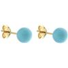 gioiellitaly Orecchini a lobo turchese con chiusura oro giallo 18 kt perno e farfallina orecchini pallina turchese gioiello elegante donna ragazza