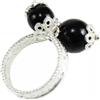 Filu & Trama Anello Donna Fede Sarda in Argento con Pietra Onice Su Coccu - Fascia Aperta Regolabile - Filigrana Sarda - Bianco o Brunito (Argento, 19)