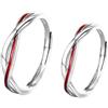 BCughia Anelli Filo Rosso del Destino Coppia, Anelli Donna Argento Sterling con Linea Rossa Regolabile Anelli Fidanzamento Matrimonio Incisione Anelli Matrimonio per Uomo Donna