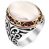 TAKILINGO Anello da uomo realizzato a mano in madreperla ottomana, accessorio turco in argento Sterling 925 massiccio, realizzato in Turchia e Argento, 63 (20.1)