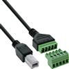 Inline USB-B 92504I - Cavo adattatore maschio a 5 pin, cavo di collegamento per alimentazione e linee dati, codificato a colori, 1 m, fai da te e riparazione