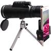 RORPOIR Cannocchiale Monoculare 40x60 con Zoom e Lente Ottica, Ampio Angolo di Visione, Compatto, Materiale Plastico e Lega di Alluminio, con Bussola, Treppiede in Alluminio e Supporto