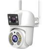 Yhytgbhk Telecamera IP WIFI 3MP + 3MP PTZ doppia lente doppio schermo rilevamento manuale visione notturna a colori telecamera di sorveglianza di sicurezza esterna(8MP 2.4G Only Camera)