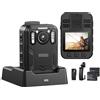 QZCX Bodycam, B4K2 128GB 4K Fotocamera indossata dal corpo con GPS 2 batterie 3000mAh for 14-16 ore Registra videocamere 4K Videocamera Bodycam