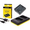 pabuTEL-Bundle Set 3 in 1 per Panasonic Lumix GX80 / DMC-GX80H - Batteria per Panasonic BLG10 + caricatore doppio (ricarica 2 batterie tramite porta USB contemporaneamente) con display pad Patona