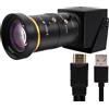 Hotpet Webcam 4K HDMI USB per streaming simultaneo con zoom e zoom di tipo C, con obiettivo varifocale manuale da 5-50 mm per live streaming, computer, laptop, Raspberry Pi, Windows, Linux