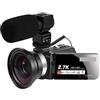 QZCX Videocamera Digitale, 2.7K Video Camera Camcorder 3 0MP Digital Vlogging Camera 3.0Inch Flip Screen Recorder Camcorder With Microphone(32G SD Card,White)