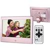 UsmAsk Spacmirrors Cornice Digitale da 7 Pollici, Cornice Digitale 1024x600 Display ad Alta Risoluzione Lettore Video MP3 Calendario Sveglia con Telecomando Supporto Scheda SD USB Decorazione Domestica (Ros