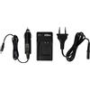 vhbw caricatore compatibile con Olympus D-780, DZ-100, DM-3, DM-901, DM-7, DM-5 camera - Stazione di carica + cavo auto + spia di carica, 4,2 V