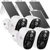 Rraycom 4pc Telecamere di Sicurezza Solare Wireless Esterno, 2K Telecamere Alimentate a Batteria con Pannelli Solari, Telecamera WiFi 2.4/5G per la Sicurezza Domestica, Visione Notturna a Colori