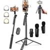 Yeaki Kit vlogging per iPhone/Android, treppiede per selfie da 71 pollici per iPhone con luce, telecomando wireless e microfono, treppiede regolabile per telefono per TikTok/YouTube Starter Content