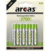 Arcas - Set di 4 prese NiMH HR6 / AA / 2700mAh / 1,2V